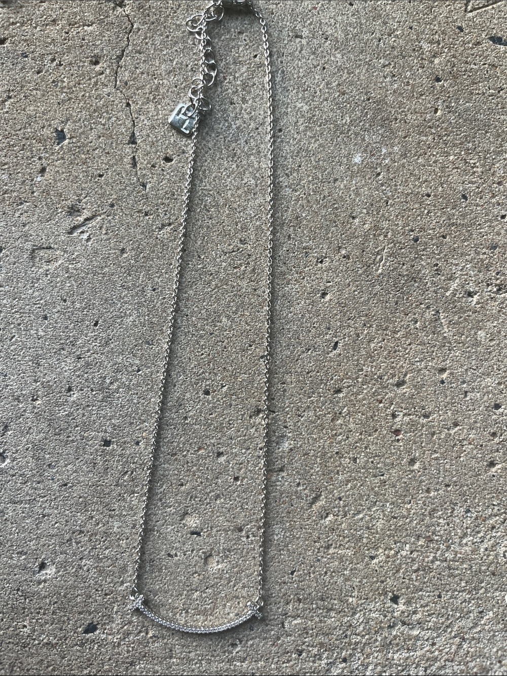 Park Lane Delicate Silver Bar Necklace - Minimal Chain forms a Smile